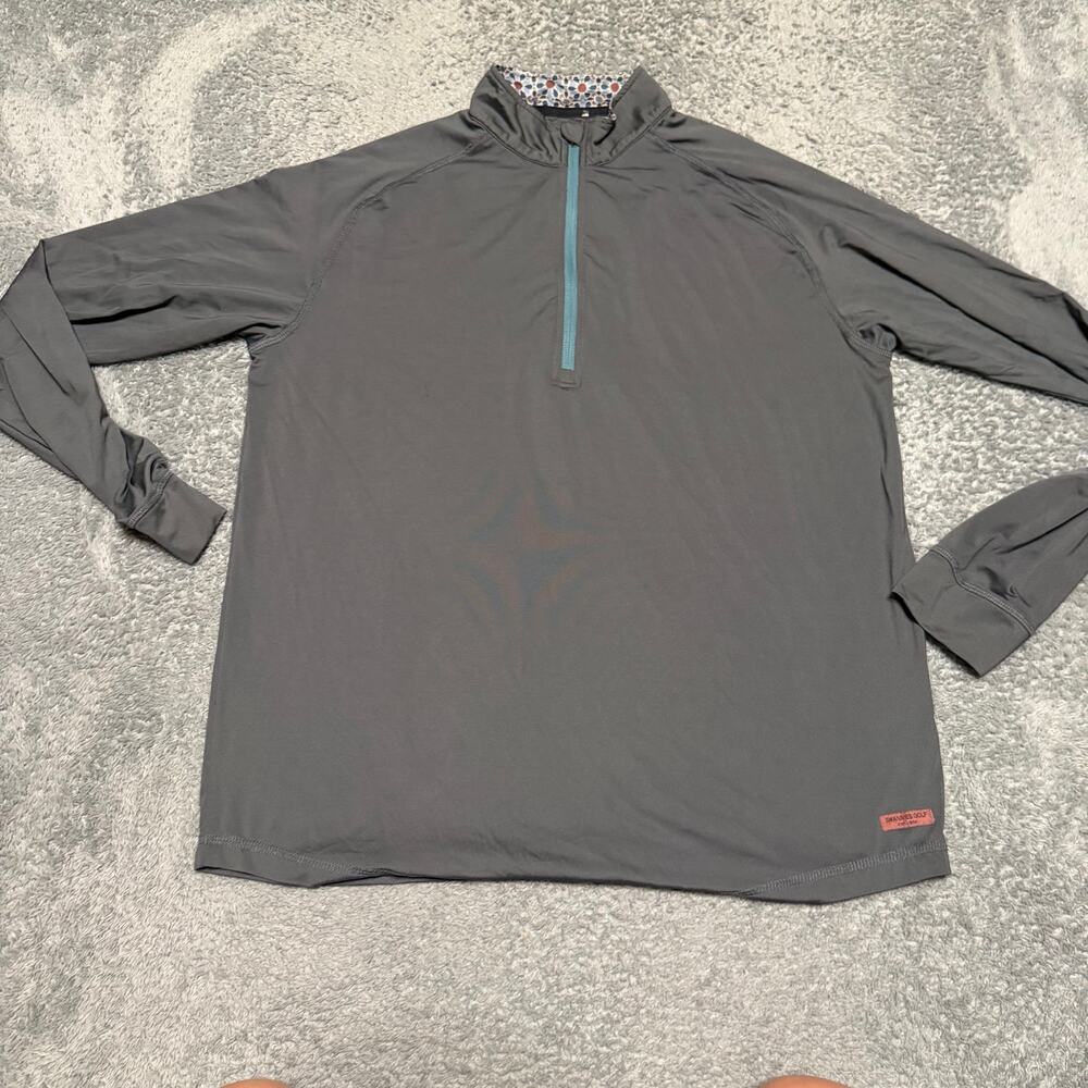 Swannies Shirt Mens Large Gray Quarter Zip Performance Long Sleeve